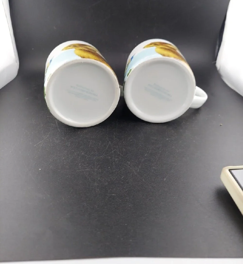 Willians Sonoma Spring Garden Bunnies  Ceramic Mug Set - Blue and White